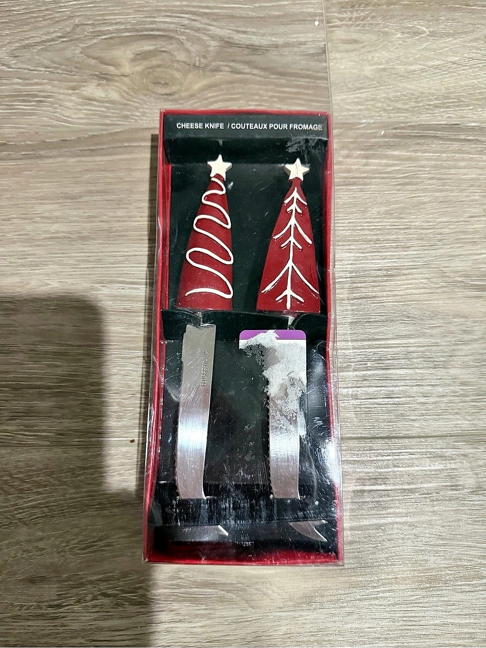 Cheese Knife Set Red Silver NWT
